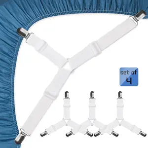 Bed Sheet Straps, Easy to Install Bed Sheet Clips, Fitted Sheet Clips Sheet Straps, Say Goodbye to The Messy Sheets (4 Pcs)