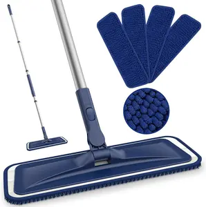 Microfiber Mops for Floor Cleaning - Flat Floor Mop Wet Dry Use for Hardwood Floors Laminate Wood Tile Vinyl Wall Hard Surface, Bathroom Kitchen Dust Mop with 4 Reusable Washable Chenille Pads