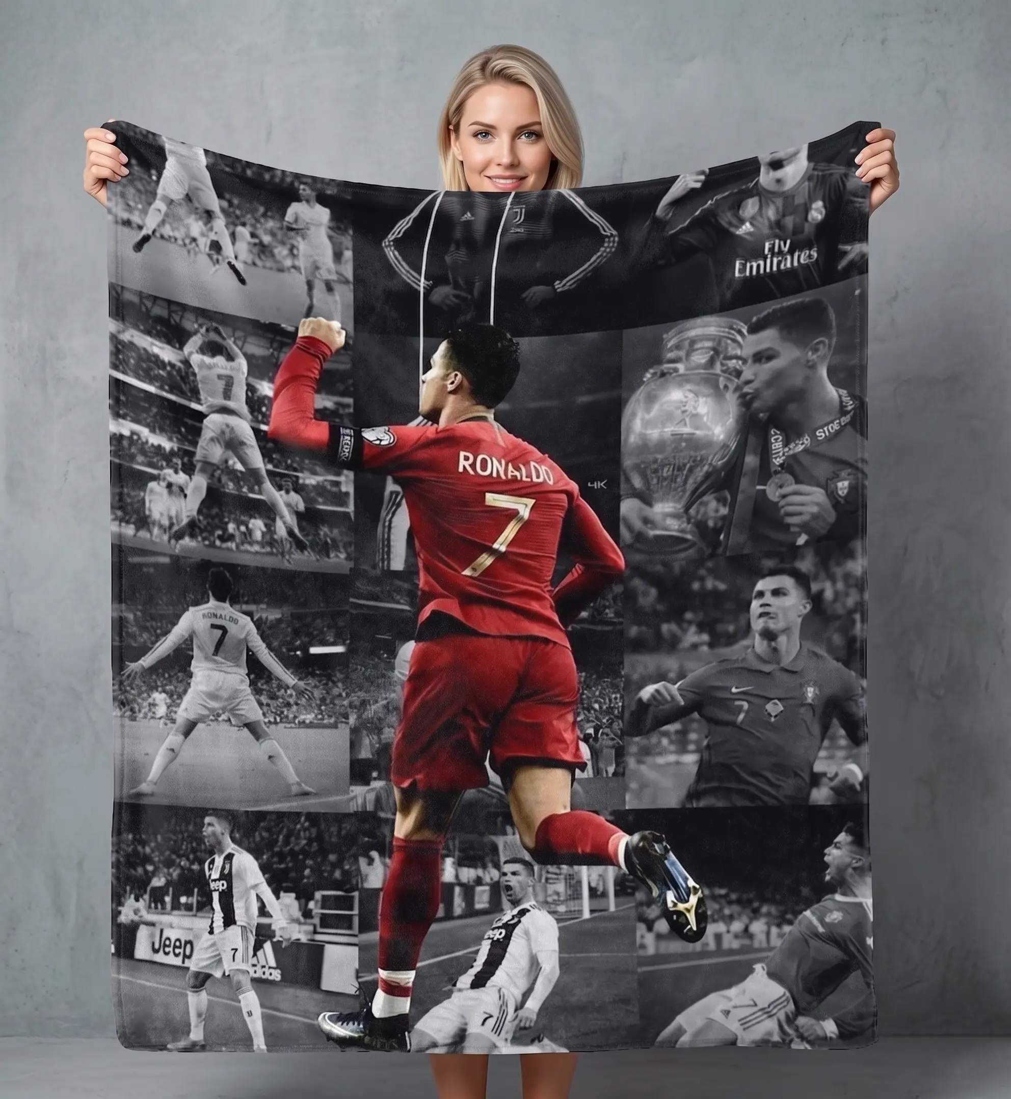 Ronaldo Football Blanket Boys Gift Idea Soccer Player Bedding Birthday Present Sports Lover Throw Gift For Boys Football Lover Soccer Gift, Man Woman Gift