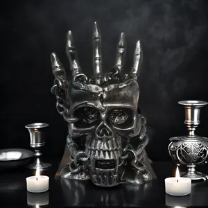 Dark Gothic Skull Hand Claw Pen Holder, Punk Style Desktop Organizer, Gaming Room Desk Decor, Unique Craftsmanship Ornament, Desk Accessories
