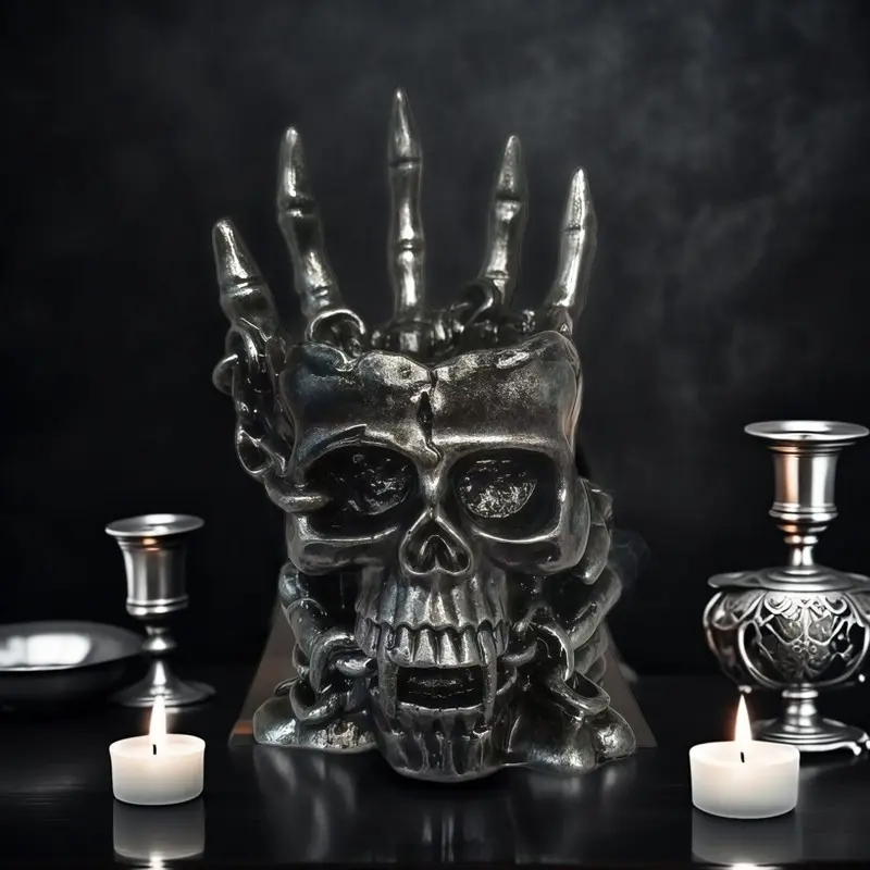 Dark Gothic Skull Hand Claw Pen Holder, Punk Style Desktop Organizer, Gaming Room Desk Decor, Unique Craftsmanship Ornament, Desk Accessories, Desktop Accessory