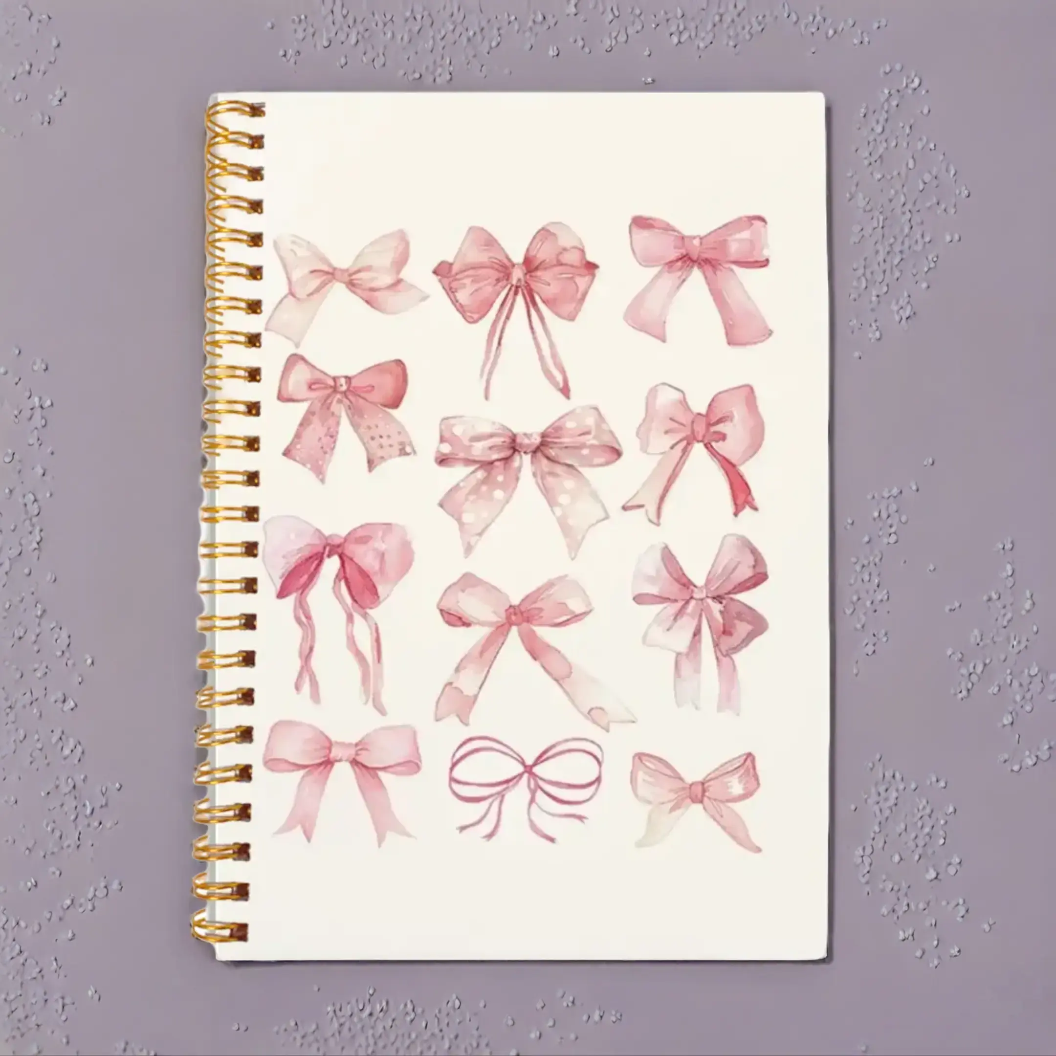 Bow Pattern Notebook, 1 Count Pink Bow Journal Notebook, Aesthetic Notebook Journal for Women, Cute Notebook, Office Supplies, Travel Diary Notebook,