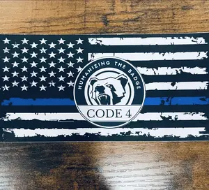 1 Piece Code 4 CODE 4 – Humanizing the Badge (FREE RED CARD) Thin Blue Line Decal  Bumper Decal for Police Support Car & Truck Decoration