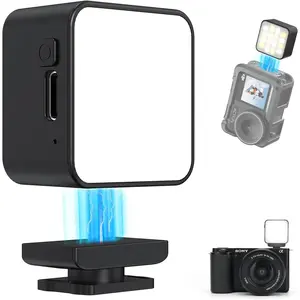 Pocket4 & Pocket3 Mini LED Action Camera Vlogging Video Light,  Cold Shoe Photography Fill Lighting for Xtra Muse,  Action 6/5Pro/4/3 Camera Cage, Expansion Adapter,Black