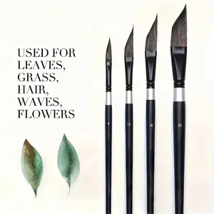 Artist Grade Sq Hair Watercolor Brush Set, Japanese Tail Handle, Tapered Tip, Wet-On-Wet & Dry Brush Techniques, Professional Portrait Plant Calligraphy Tools