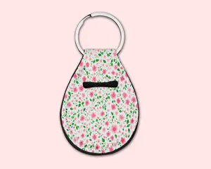 Floral Coin Quarter Holder for Keychain, Keychain Gift, Coquette Cute Style, Keychain Accessories, AirTag Holder Keyring