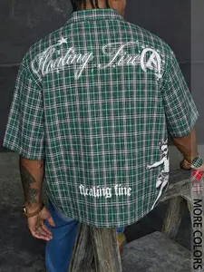 Men's Vintage Short Sleeve Shirt, Street Style Fashion, Casual Plaid Design, Soft Fabric, Perfect for Daily Wear