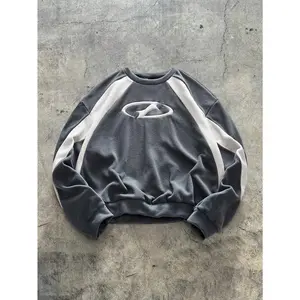 Graphic Crewneck Christmas Sweatshirt Color Block Long Sleeve Thermal Pullover Tops Streetwear