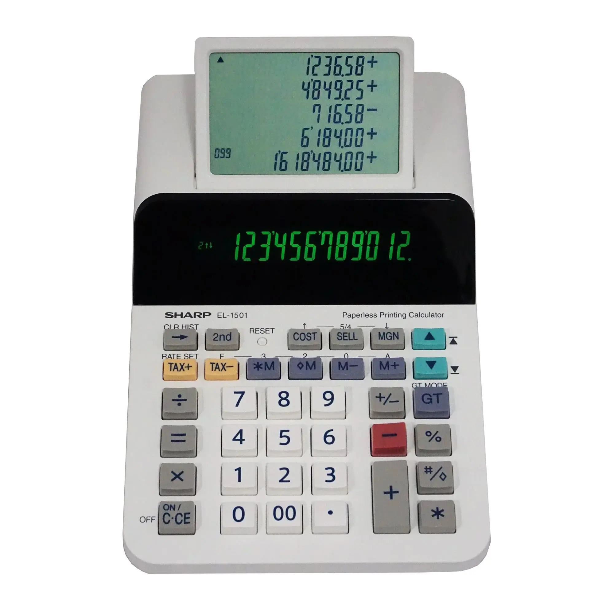 Sharp Office Calculator - 12-Digit Compact Paperless Printing Model, 5-Line LCD, Calculator with Display, Cordless Operation, Change Sign Function, Comes with Tax Keys