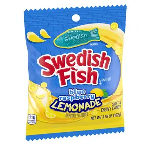 SWEDISH FISH Blue Raspberry Lemonade Soft & Chewy Candy, Bulk Candy, 12-3.59 oz Bags