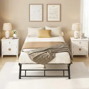 Twin Size Elevated Pop-Up Trundle Day Bed Frame, Heavy Duty Metal Bed with Slat Support and Lockable Casters, Perfect for Bedroom, Guest Room, Living Room, Easy, Steel Frame, Locking Casters