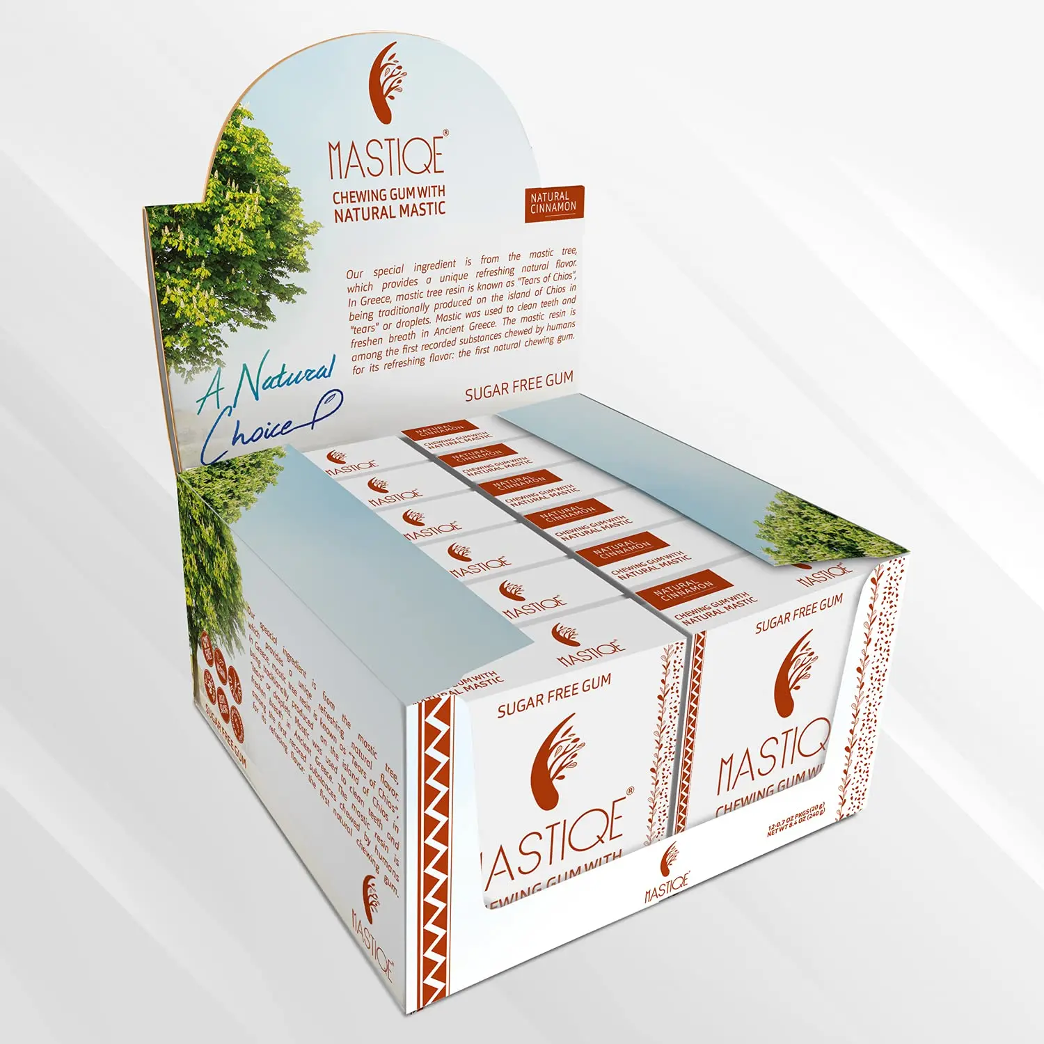 Mastiqe Sugar Free Hard Chewing Gum with Natural Mastic (Cinnamon, 12 Count)