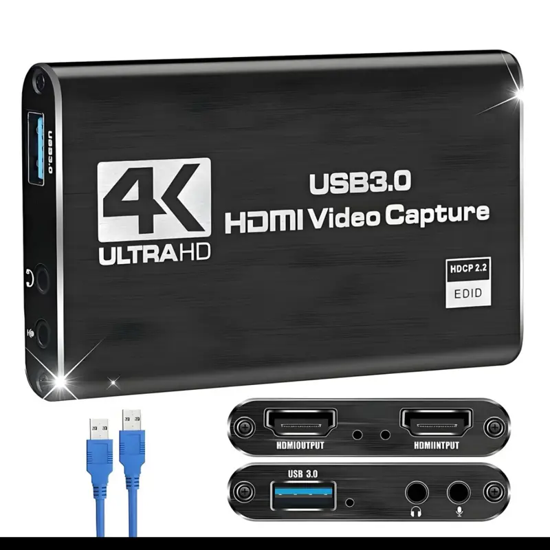 HDMI to USB 3.0 Video Capture Card with 4K ULTRAHD Function, USB 3.0 Port, HDMI Port & USB 3.0 Port for High-Performance Video Capture
