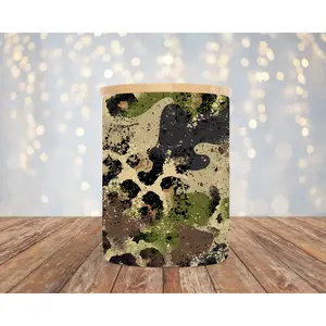 10oz Frosted Rustic Camo Leopard Candle/Candy Jar