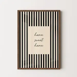 Home Sweet Home, Black Stripe Wall Print, Handwritten Quote Print, Family Home, Gallery Wall, Living Room, Bedroom Art