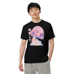Kiss me Anime Girl T. Cute, Pink, baby blue anime