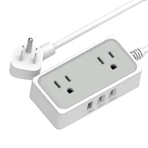 Flat Plug Power Strip, Wall Mounted Socket with 2 USB Ports, Surge Protector for Office Travel Dorm Room Essentials
