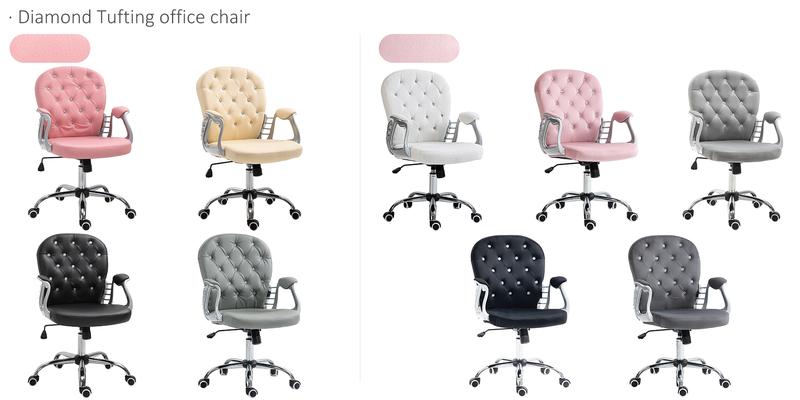 Vinsetto Vanity  Mid Back Office Chair Swivel Tufted Backrest Task Chair with Padded Armrests, Adjustable Height, Rolling Wheels