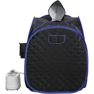 Portable Steam Sauna, Full   Sauna , 1 Person or 2 Person Share Saunas, 2L Steam Generator with Remote Control (Black, L 33.5"x W 32.3"x H 41.7")