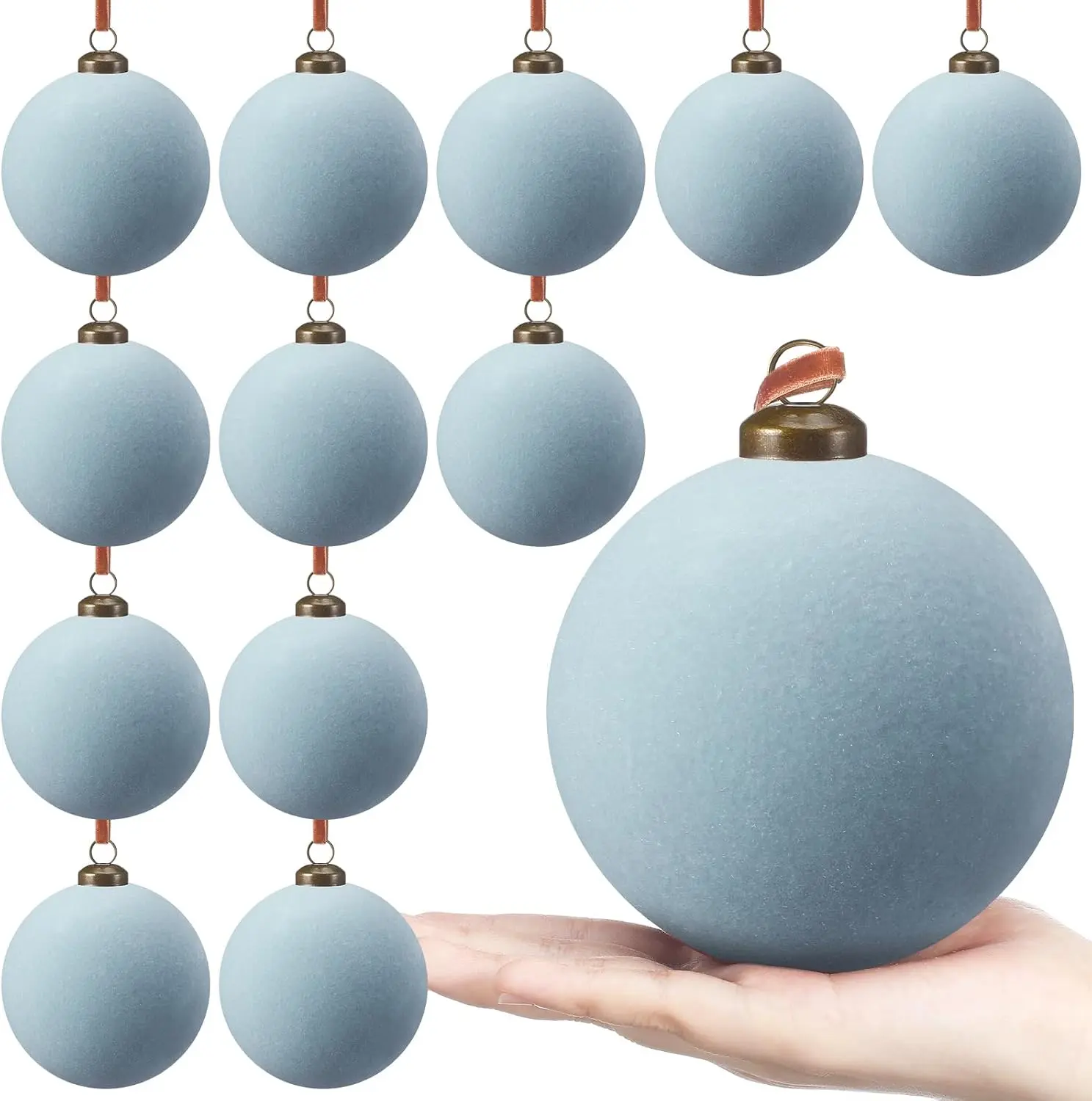 6/12 Pcs Velvet Christmas Ball Ornaments - 4 Inch Flocked Christmas Tree Balls Decorative Hanging Ornaments for Xmas Tree, Wreath, Garland or Wedding Holiday Party Decoration