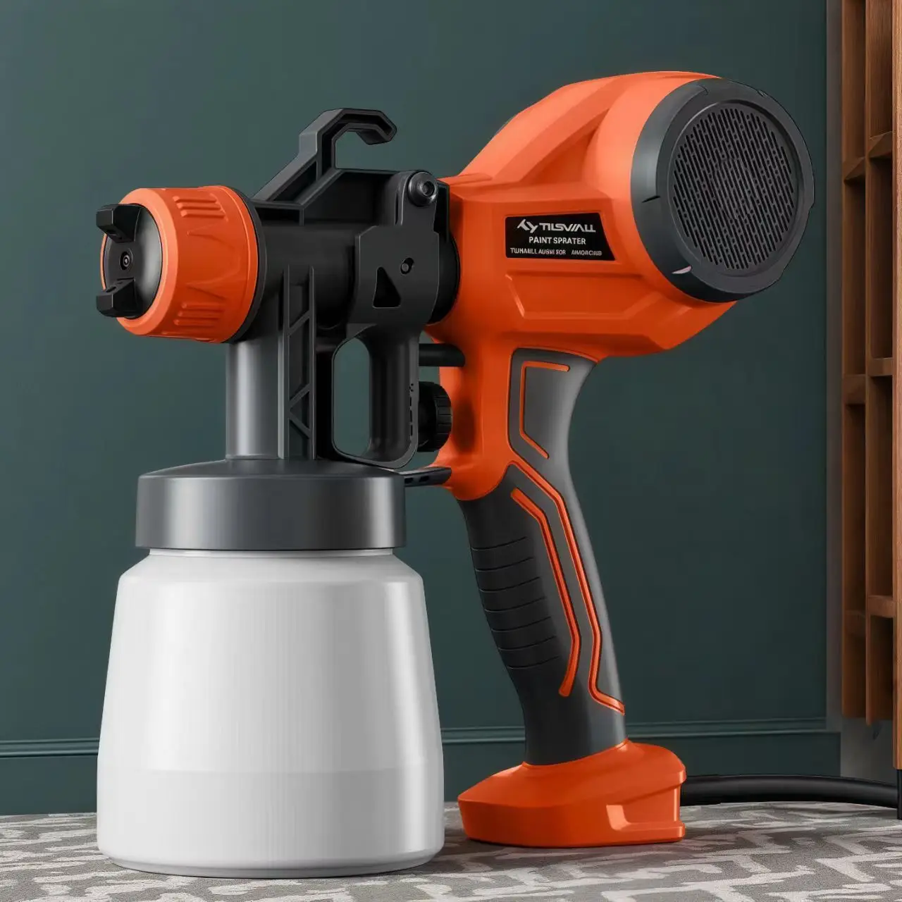 Tilswall Ultra Paint Sprayer Tool HVLP Electric Spray Gun, Adjustable Width Knob, 800ml Container, 4 Nozzles, 3 Patterns, Easy to Clean – Great for Fu