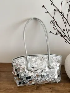 Fashionable Single Shoulder Bag, Sparkly Sequin Design, Modern Style, Large Capacity Tote, Elegant and Simple, Trendy and Stylish, Fashionable Unique Bags