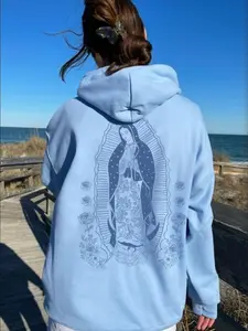 Our Lady of Guadalupe Hoodie Virgen de Guadalupe Catholic T-shirt Hoodie and Sweatshirt Classic Cotton Crewneck Long Sleeve Menswear Loungewear