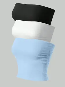 New Women's Fashion Trendy Versatile Halter Top Shoulderless Vest Fitted Three-Piece Set, Stylish Casual Wear, Perfect for All Occasions