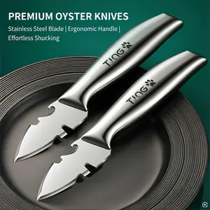 Full Steel Oyster Knife, Commercial Grade Sea Oyster Opener, Multi-Functional Shell Opening Tool, Professional Oyster Shucking Knife