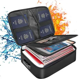 Portable Fireproof File Storage Box, 1 Count Waterproof File Organizer with Lock, File Storage Box for Home & Office & Travel, Files Organizer