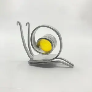 Yellow Snail - Handmade Metal Art with Marble