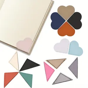 15PCS Leather Heart triangle Bookmark Leather Corner Page Clips Book Lovers Perfect Gift