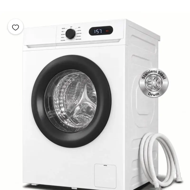 TABU 2.7 Cu. Ft. Front Load Washer, Full Size Washing Machine with 9 Cycles, Auto Balance, Load Detect, LED Display, 110V, White