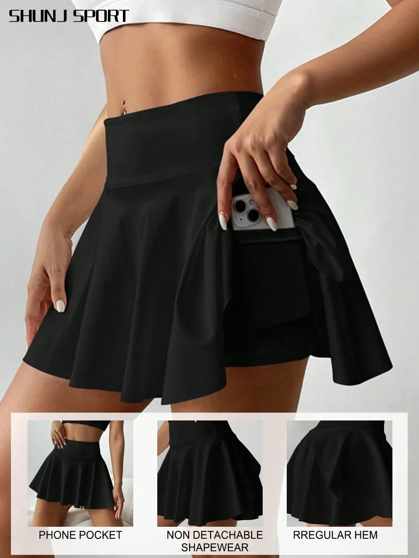 FITHUB High Waist White Skirt Pants 2 In 1 Anti-Flashing Shorts Skirt With Pockets Workout Activewear Summer Outfit Casual