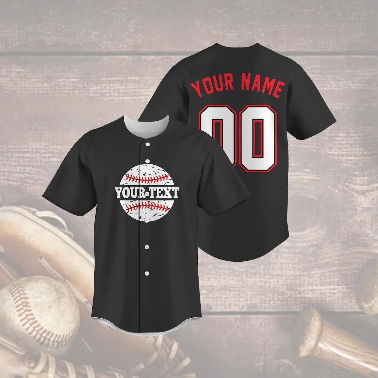 Custom Baseball Jersey, Personalized Team Name Shirt, Your Text and Number, Black Softball Uniform, Game Day Fan Gift, Sports Apparel 2ST