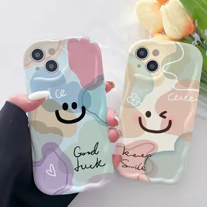 Happy Face Pattern Design Phone Case for iPhone 7 8 X XS XR 11 12 13 14 Plus 15 16 17 Pro Max
