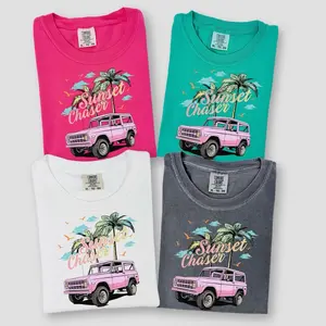 Sunset chase comfort colors unisex beach t shirt ladies Comfortable Summer Casual
