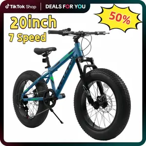20 Inch Fat Tire Bike 7 Speed Mountain Bike for Adults High Carbon Steel Frame Dual Disc Brakes Front Suspension All Terrain Snow Sand City Commuter Outdoor Cycling Setup tall women