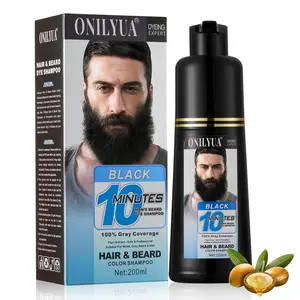 Men's Black Beard and Hair Dye Shampoo 3 in 1 - Long-Lasting Herbal Coloring for Gray Hair, Mustache & Beard in Minutes,Haircare