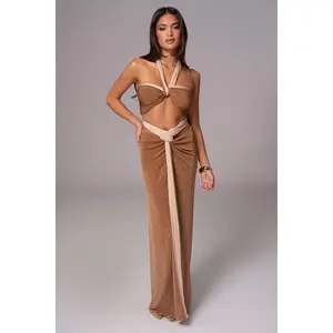 Brown/Beige Venus Reversible Skirt Set