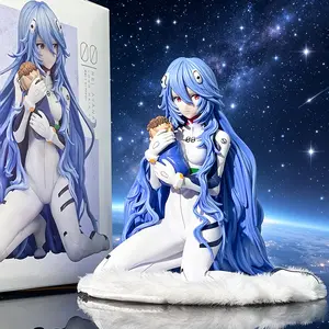 One Piece Evangelion Rei Ayanami Figure, Long Hair Kneeling Pose in White Plugsuit ,Neon Genesis Evangelion Rei Ayanami Action Figure, Premium Edition for Fans  ,Rei Ayanami "Long Hair Ver." Figure, Evangelion Merchandise for Desk Decor
