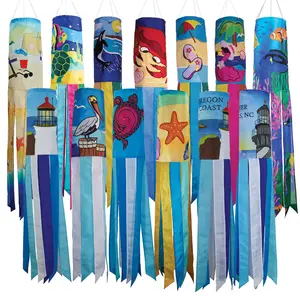 In the Breeze Beach Windsocks -- Beach and Coastal Scene Outdoor Décor for Yards, Gardens, Patios -- Fade and Weather-Resistant Fabric Windsocks