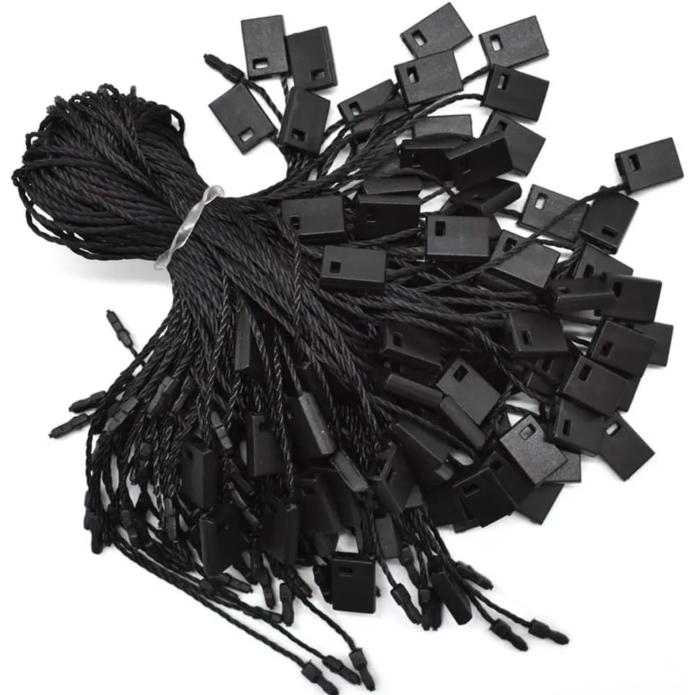 Hang Tag String Black 7" 1000 count Nylon Snap Lock Pin Loop Fastener Hook Ties Easy and Fast to Attach