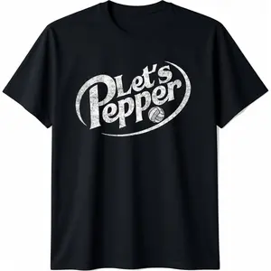 100% Cotton Unisex Volleyball Let's Pepper Practice Distressed Design Round Neck Short Sleeve T-Shirt Women's Men Graphic Tee