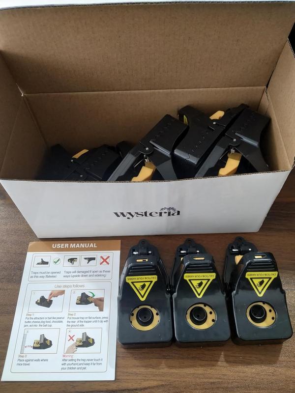 12-Pack Black & Yellow Mouse T-R-A-P-S Reusable R-o-d-e-n-t Control Devices Quick Sanitary Safe Solution with Sensitive Trigger for Indoor Outdoor Use Durable Washable ABS Plastic S-n-a-p T-r-a-p Mechanism Hands-Free Release System