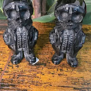 Obsidian Skull Figurines
