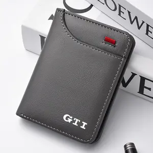 Leather Car Emblem Credit Card Purse, Car Key Accessory, Portable Small Wallet for Volkswagen Golf 5 Polo Golf 7 5 6 Mk6 7 R 7 Gtd Mk7 Mk4 Mk5 Gti