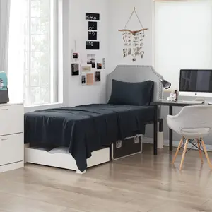 Dark Sky Reserve - Bamboo Linen Twin XL Sheet Set -  Portugal Made - Nightfall Navy