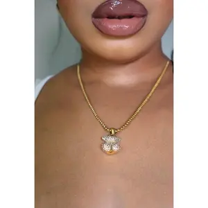 Ella Teddy Bear Cubic Zirconia Pendant Dainty Necklace