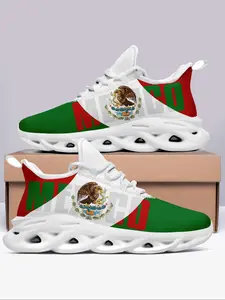 Men's Mexico Animal Print Lace Up Blade Sole Sneakers, Casual Comfortable Breathable Sports Running Shoes, Fashionable Sneakers for Daily Wear, Sporty Running Shoes